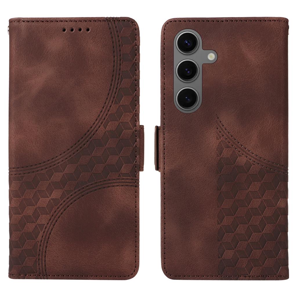 For Samsung Galaxy S25+ Case PU Leather Phone Cover Rhombus Starry Imprinted