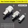 1/4" 3/8” 1/2” Square Drive To 1/4" Hex Shank Socket Adapter Converter Quick Change Bit Holder Repair Hand Tools Accessories