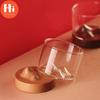 Hi 120ML Transparent Mountain Whiskey Glass with Wooden Base Heat Resistant Beer Glass Wine Water Tea Cup Set Bar Drinkware