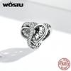WOSTU 925 Sterling Silver Infinite Love Heart Lettering MOM Charm Charm Beads Fit Original Bracelet DIY Jewelry CTC516