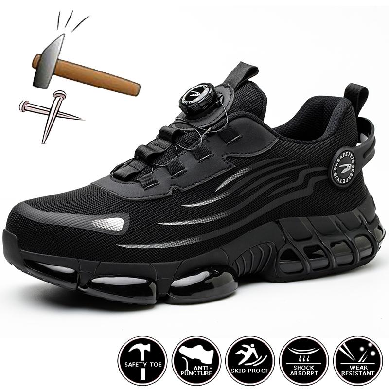 Męskie trampki robocze Oddychające buty robocze ze stalowymi noskami Poduszka powietrzna Męskie sportowe buty ochronne Damskie odporne na przebicie buty budowlane