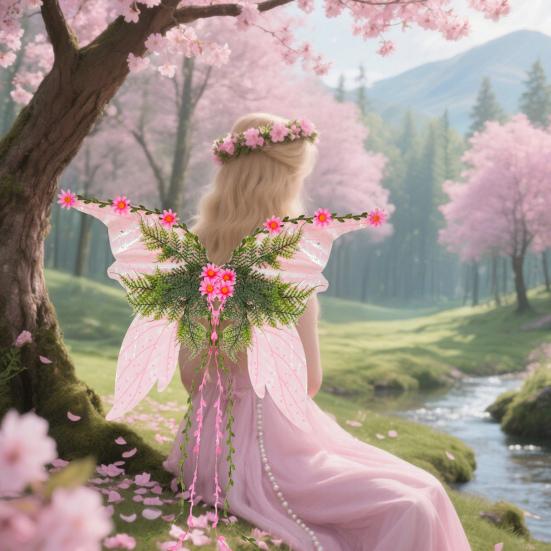 Butterfly Fairy Wings for Women Girls Woodland Elf Wings with Artificial Flowers Leaves And Vines Sparkling Angel Wings for Halloween Cosplay Costume