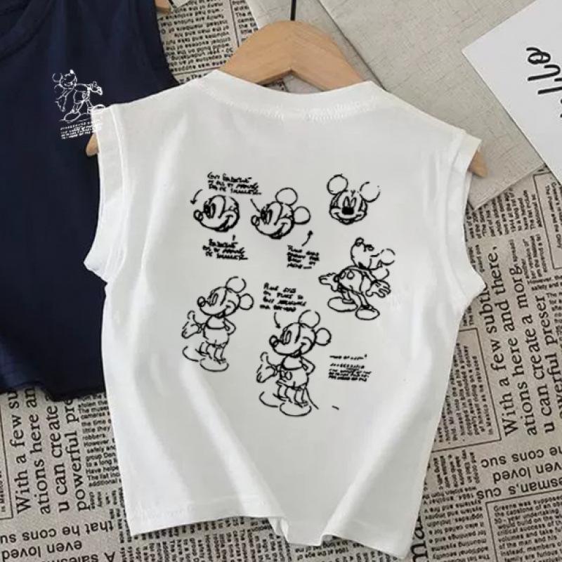 Kids Summer Cotton Sleeveless T Shirt Toddler Baby Round Neck Cartoon Vest Casual Top 80