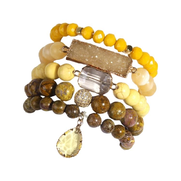 Stylish Bracelet Handmade Accessory Beads Bracelet Stone Texture Fashion Wrist Jewelry Suitable for Enhancing Willpower