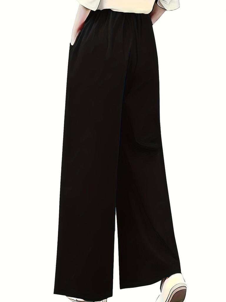 DY3514 Women's Elegant Solid Bow Long Pants - 2025 Autumn Collection