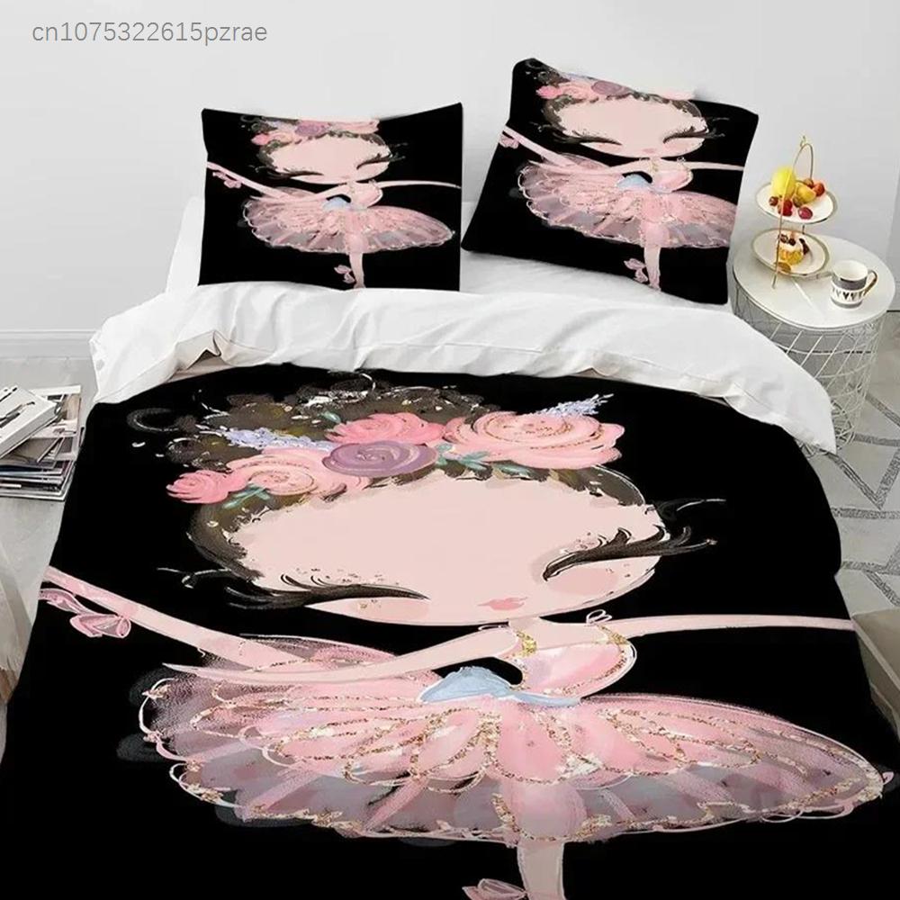 Cartoon Cute Ballet Girl Ballerina Bedding Set Bedroom Soft Modern Bedspreads Comefortable Duvet Cover Quilt Cover Pillowcase