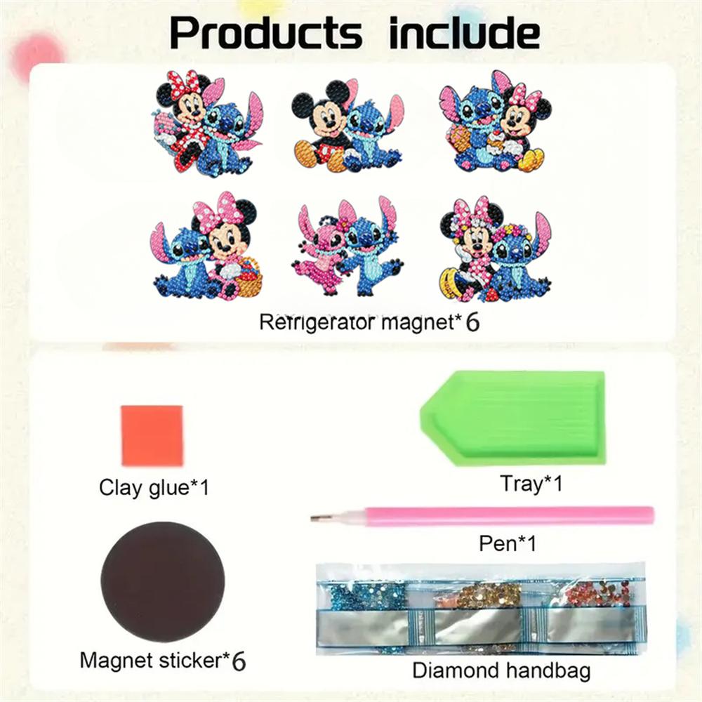 6pcs/Set Couple Series Diamond Painting Magnets for Refrigerator Diamond Art Fridge Magnets for Adults Diamond Art Refrigerator Magnets Kits