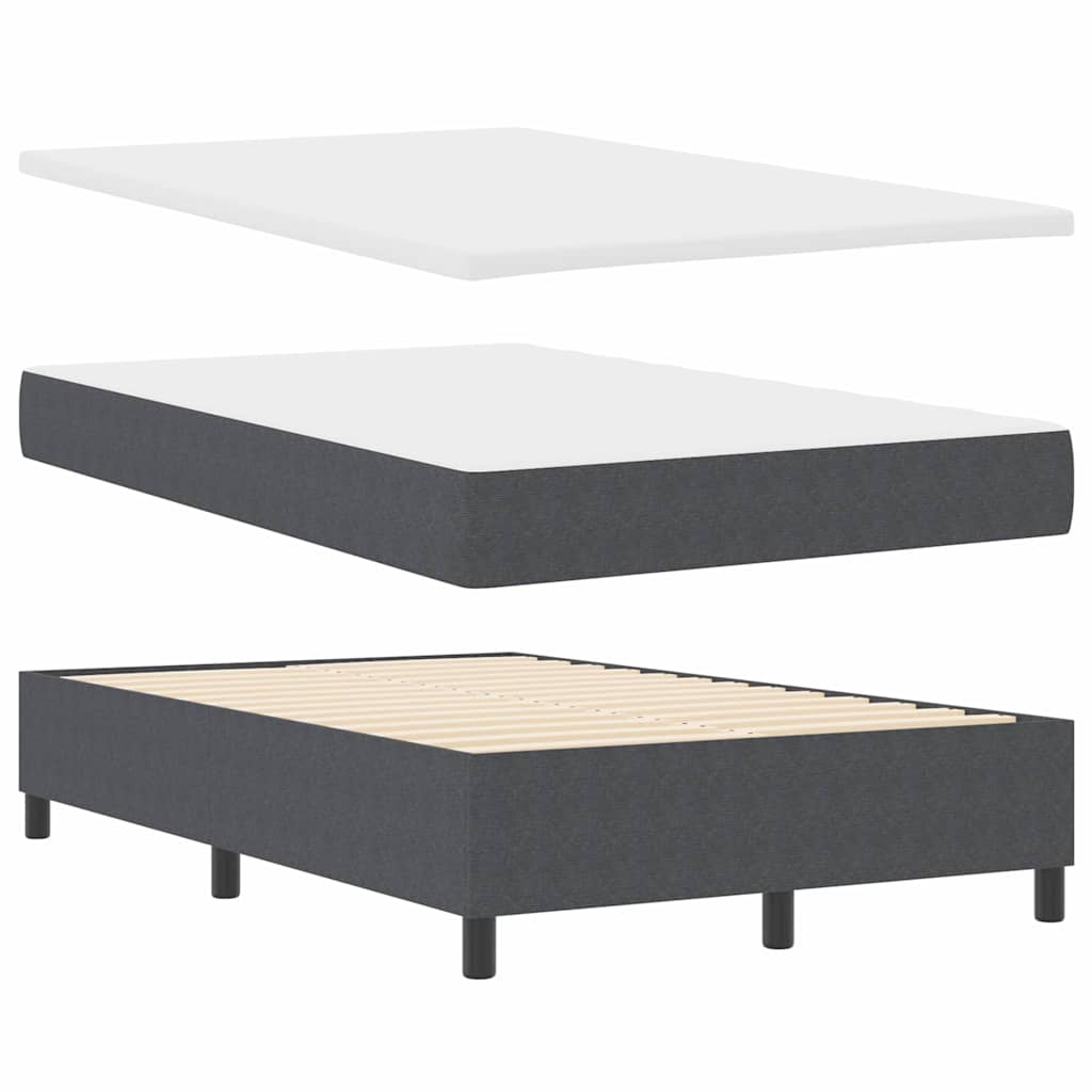Box Spring Bed Dark Gray and White 120 X 190 Cm Corduroy Fabric
