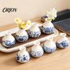 Fashionable Plant Pot Small Blue and White Porcelains Vase, Mini Chinoiserie Bud Vintage Ceramic Style Oriental Handmade Chinese Flower Jardiniere for