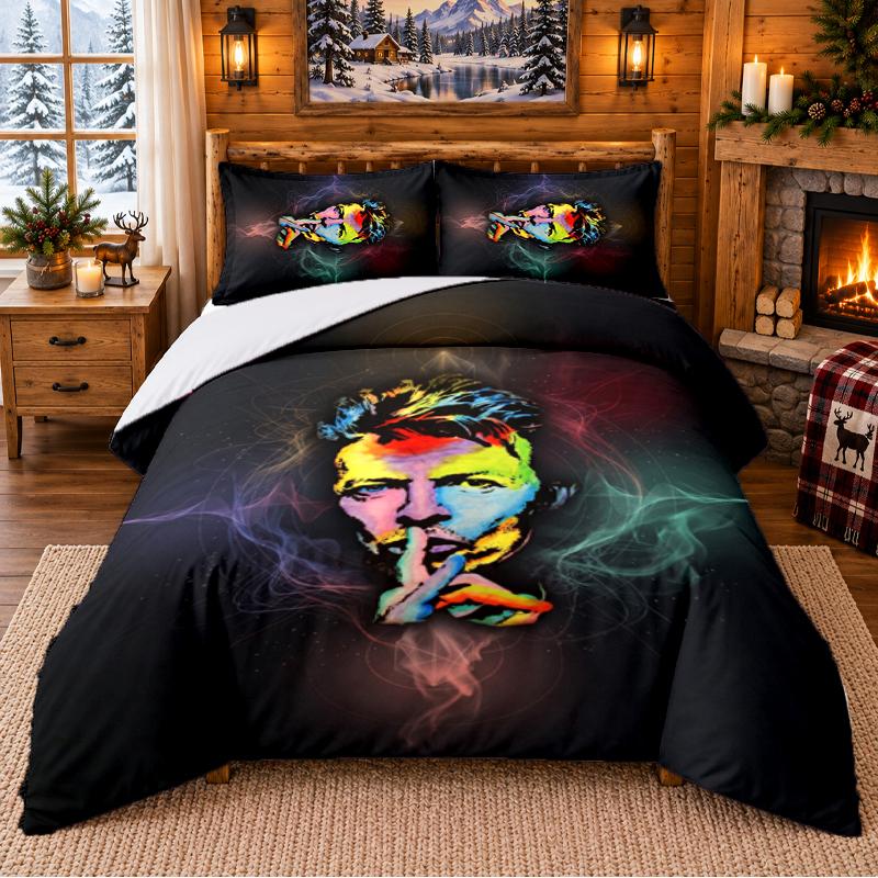 Printed 3Pcs Bedding Set David Bowie Pattern Bed Sheet Pillowcase For Bedroom Decor