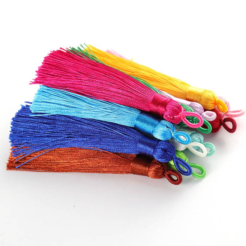10pcs 8-9cm Tassel Earring Charm Colorful Cotton Silk Brush Making Sati Tassels Pendant DIY Jewelry Findings Handmade Crafts