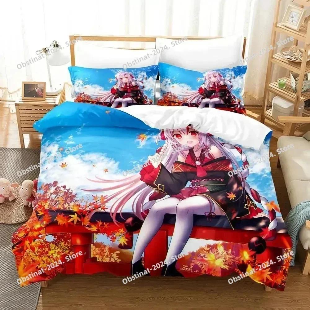 Set Biancheria da Letto Anime Nakiri Ayame Stampa 3D Copripiumino Set Letto Coperta Federa Piumone king Queen Size Ragazzi Adulto