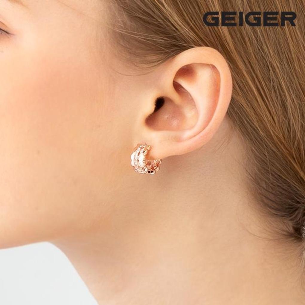 [Geiger Jewelry] 18K Wave Line One-Touch Hoop Earrings (Gold Pin) GI8KPEE026