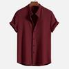 Men's Casual Fashion Loose Solid Color Men's Striped Short-sleeved Shirt