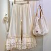 Women's Spring/Summer Sweet Four-Layer Lace Overlay Culottes Wide-Leg Skirt Pants