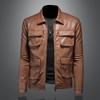 Nuovo Stile Uomo Giacca in Pelle da Motociclista con Collo a Revers Capospalla Vestibilità Slim Moda Cappotto in Pelle da Uomo 7065