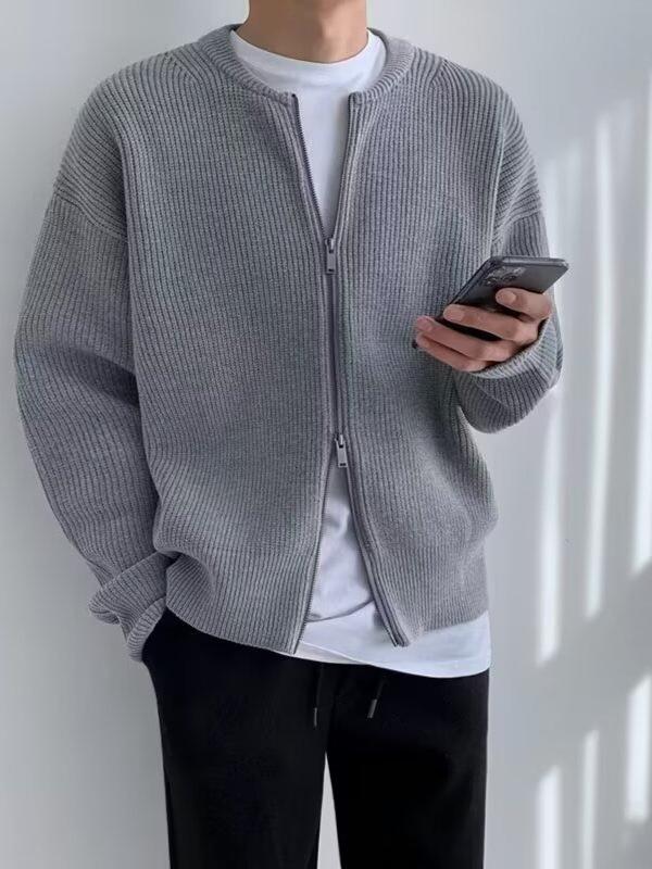 Męski Kardigan Dzianinowy w Koreańskim Stylu - Ciepły, Modny i Wszechstronny Modny Jesienny Sweter