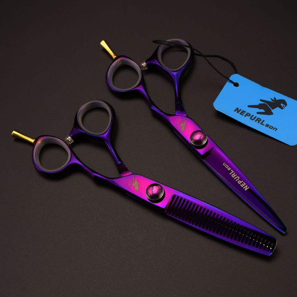 6.0 Inch Nimpson, Purple Single Tail, Hair Scissors, Hair Scissors, Flat Scissors, Bangs Scissors, Tooth Scissors, Thin