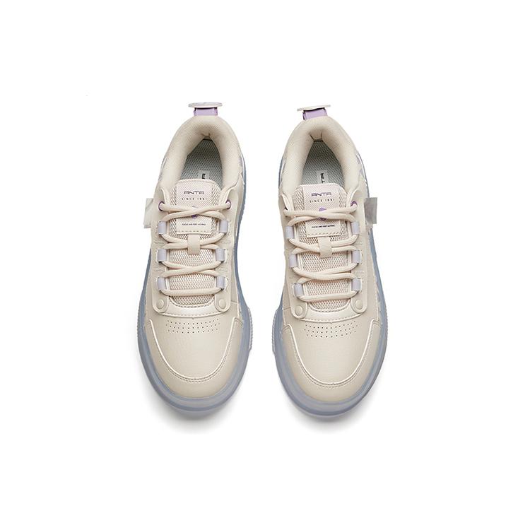 New SNOOPY x Anta Slip Resistant Abrasion Resistant Low top Skateboard Shoes Women's Ecru 922148030-2