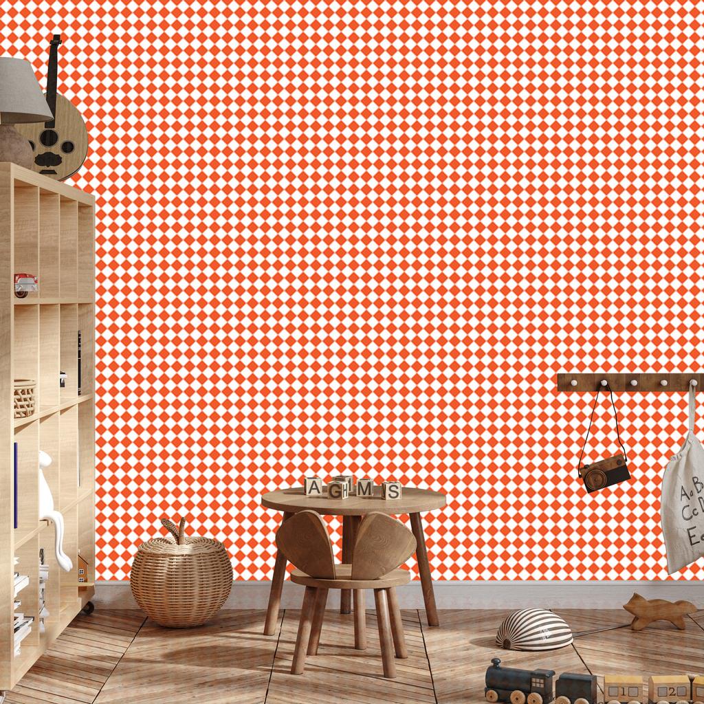 Geometric Rhombus Wallpaper Peach and White 50x1000