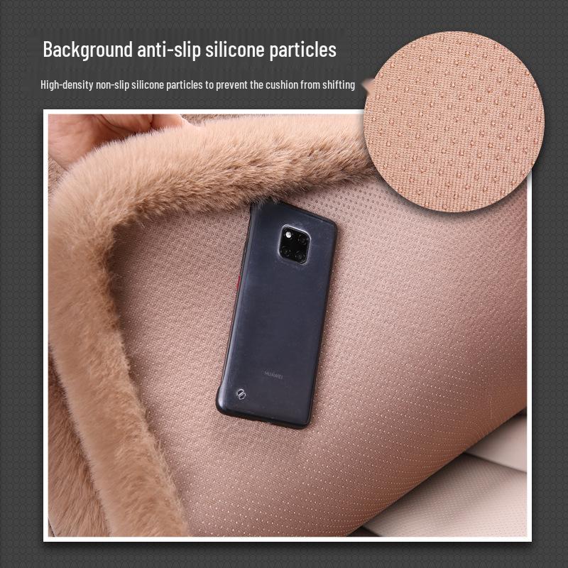 Winter Plush Car Seat Cushion Set: Thick Short Pile, Wool, Rabbit Hair, Non-Slip, 3-Piece