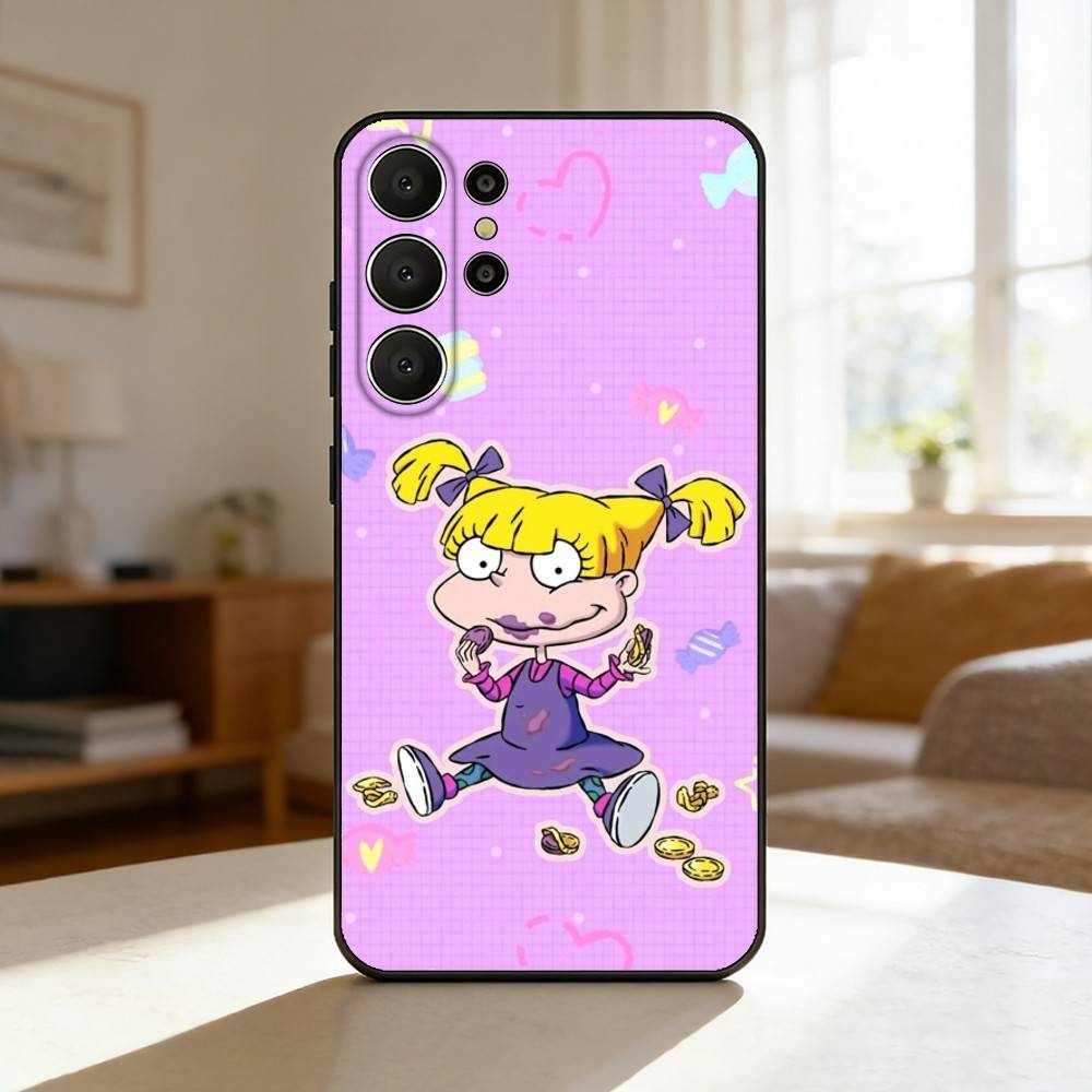 Rugrat C-Chuckie A-AngelicaS Phone Case For Samsung S26,S25,24,23,22,30,21,10,9,Ultra,Plus,Lite,FE Soft Black Case