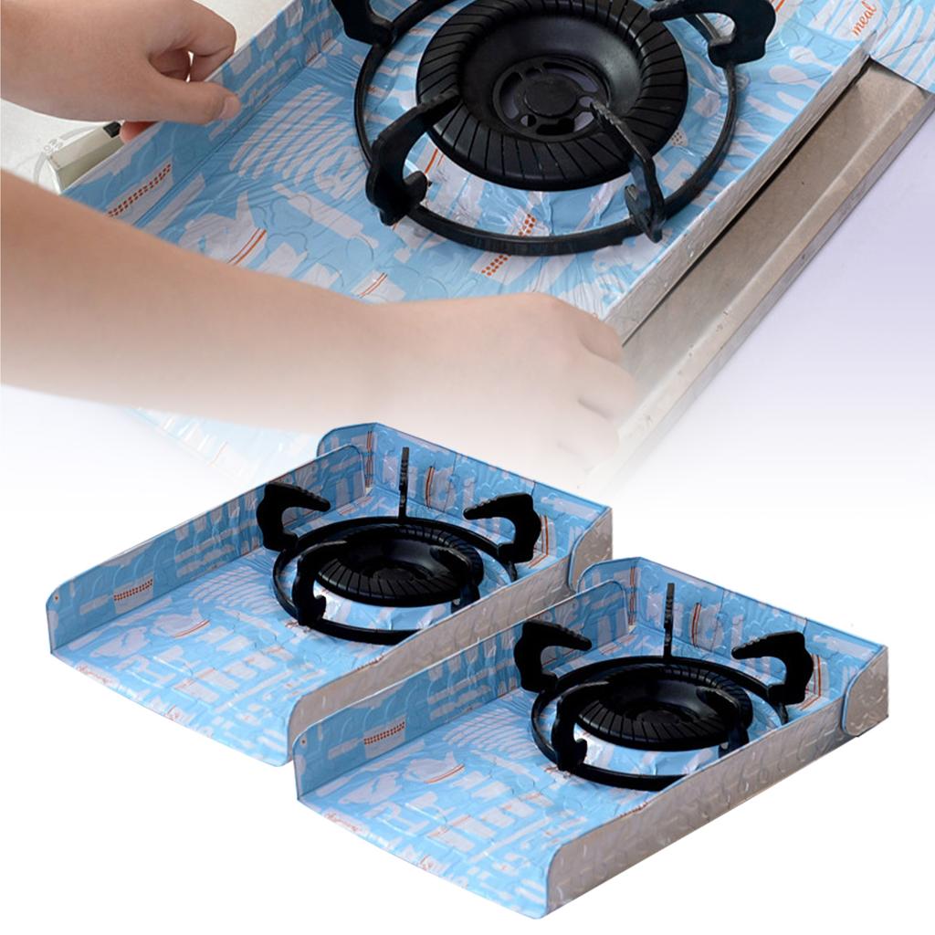 2pcs Kitchen Oil Deflector Aluminum Foil Heat Insulation Oil Proof Grease Splatter Deflector