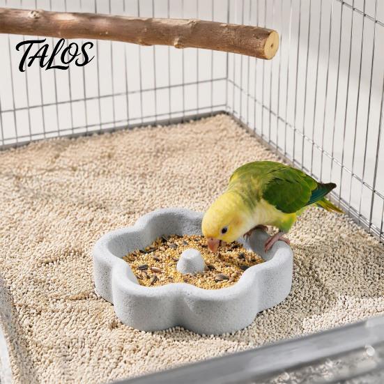 Stable Bird Cage Accessory Pumice Stone Bowl, Spill Proof Parrot Water Calcium Rich, Feeding Bowl Food Dish, Feeder for Cockatiel Conure Parakeet Claw