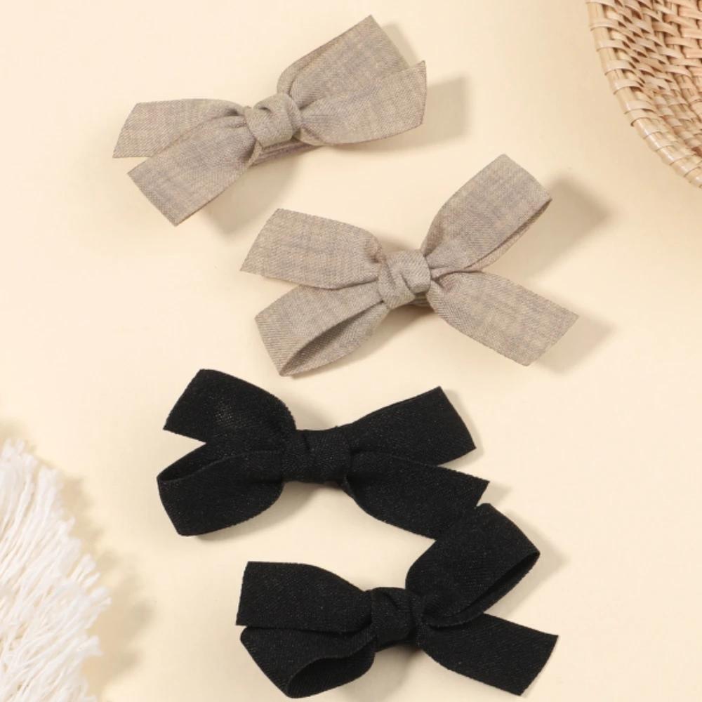 

4 шт./набор Однотонные заколки для волос для девочек, банты для волос, зажимы, безопасные нейлоновые заколки-автоматы для младенцев, малышей, детей, аксессуары для волос, подарок