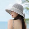 Summer seaside beach sunscreen hat women's fashion bow sun hat big eaves hollow breathable sunshade bucket hat