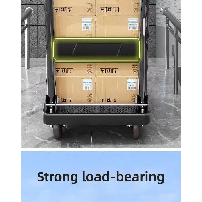 Stable Folding handcart, small cargo cart, warehouse trailer, portable four-wheel silent shopping cart, handling flatbed truck