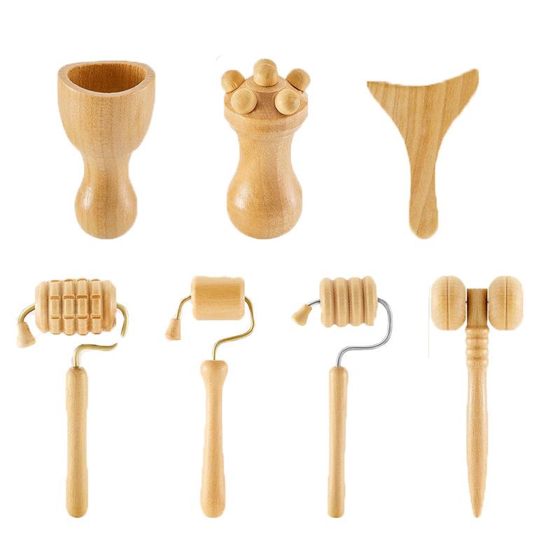 Wenge-Massagerollen, Nackenrollen-Massagegerät, Triggerpunkt-Rollenmassagegerät aus Holz, Muskelrolle für Rücken, Gesicht, Taille, Beine, Arme
