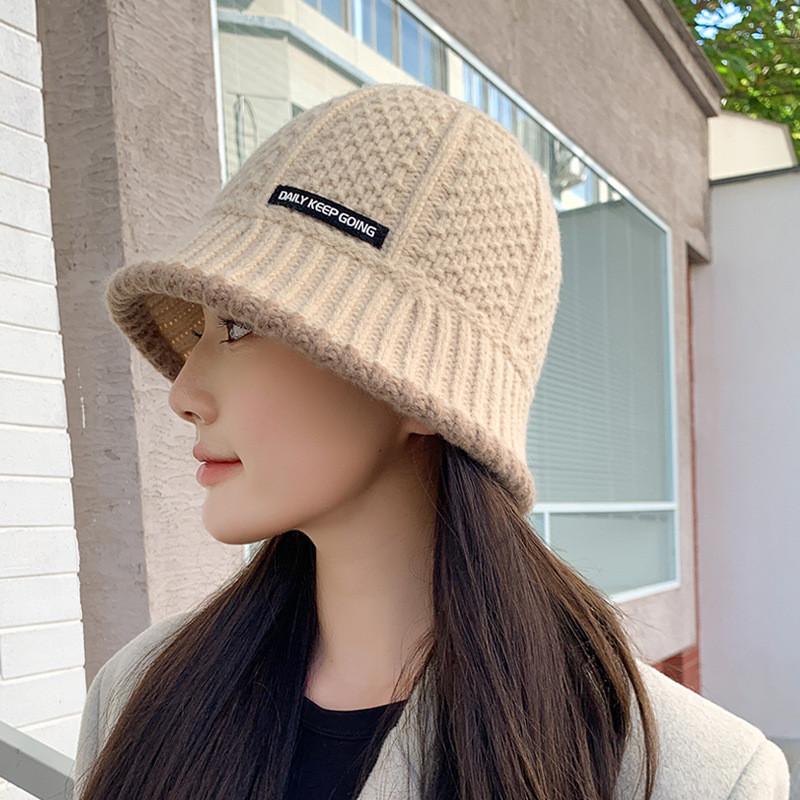 Korean Style Knit Fisherman Cap With Breathable Fabric For Autumn And Winter Fashion Beige