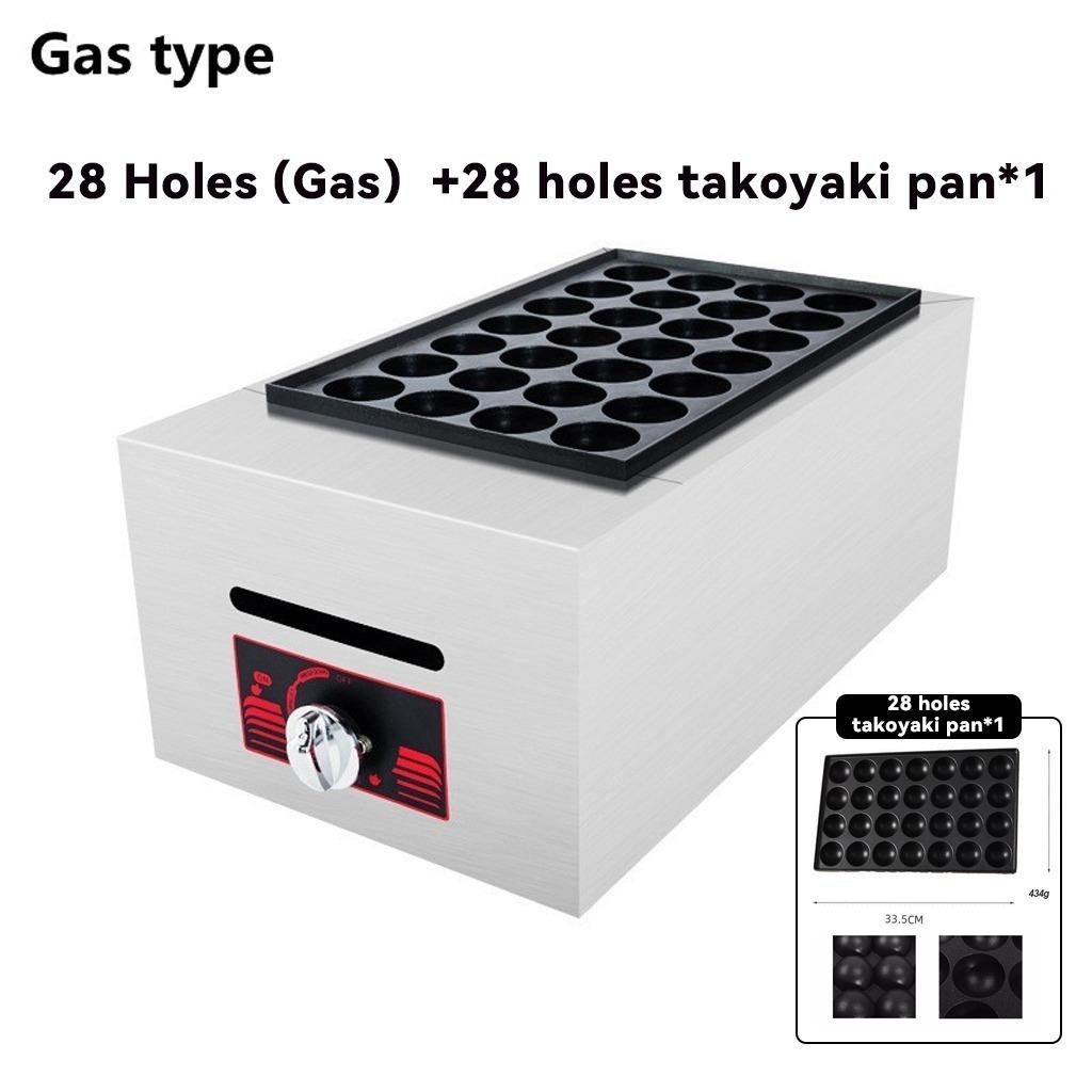 SHANBEN Electric Takoyaki Machine Gas Commercial Double Pan 56 Holes Gas Fish Ball Stove COD 28 holes set【gas】