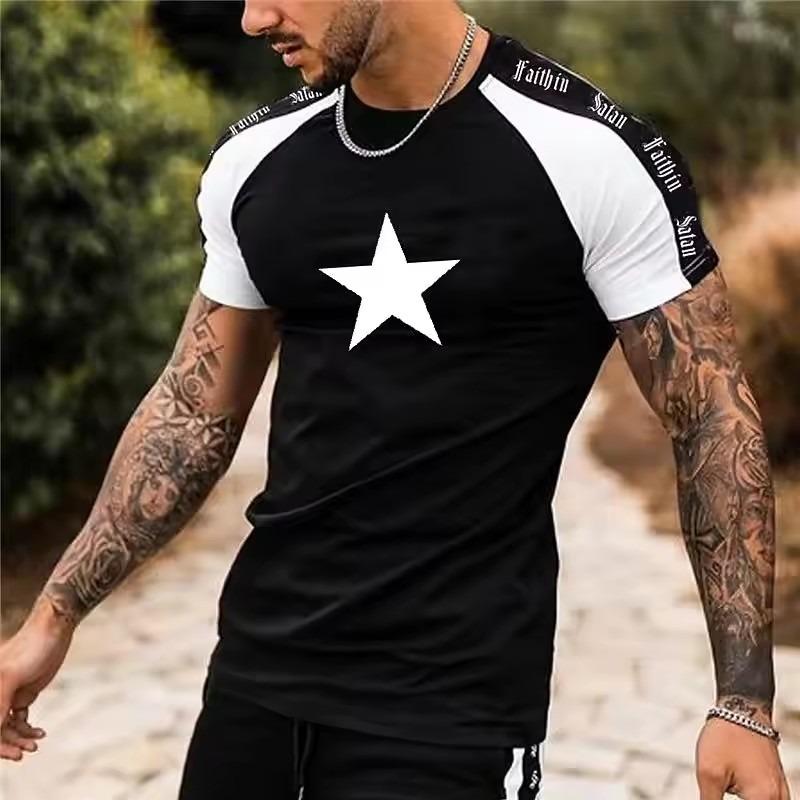 Vintage Men's T-shirt Street Tee Summer Male 3d Stripe Print Short Sleeve Tops Everyday T Shirt Oversized Clothing Shirt Man 6XL