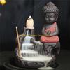 92MF Ceramic Little Monk Smoke Backflow Cone Censer Holder Incense for Burner Decorat