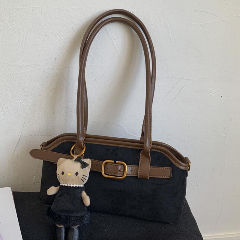 Korean version of retro niche suede underarm bag women's 2025 autumn foreign style casual work commuting shoulder handbag