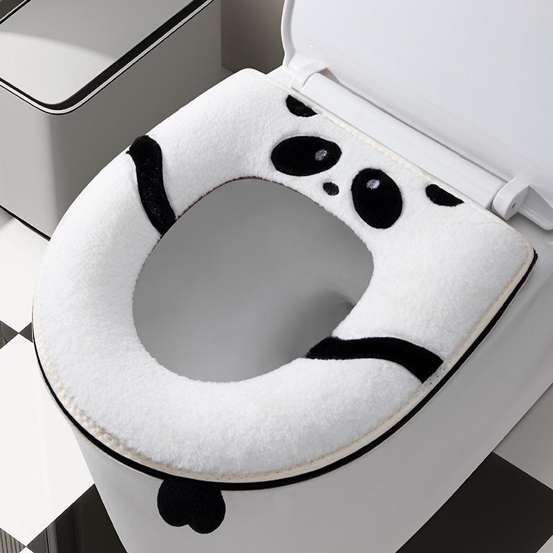 Four Seasons Universal Plush Toilet Seat Cover Set - Winter Thickened Zipper Style Cushion Ring.