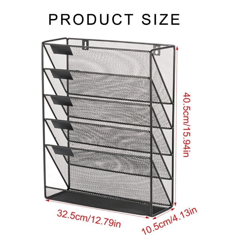 Wall Hanging File Holder Document Organiser 6 Tiered Mesh Wall Mounted Document Holder Magazine Storage Rack In Tray
