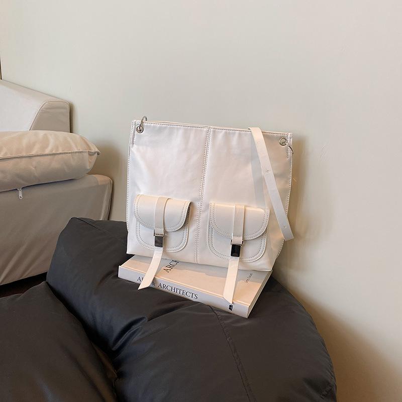 

Высокоценный ретро модный тренд повседневная однотонная сумка через плечо мессенджер женская большая вместительная сумка-тоут белый