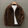 Herren Casual Jacke mit Revers Corduroy Winter Warm Dicke Jacke Retro Streetwear für den täglichen Gebrauch