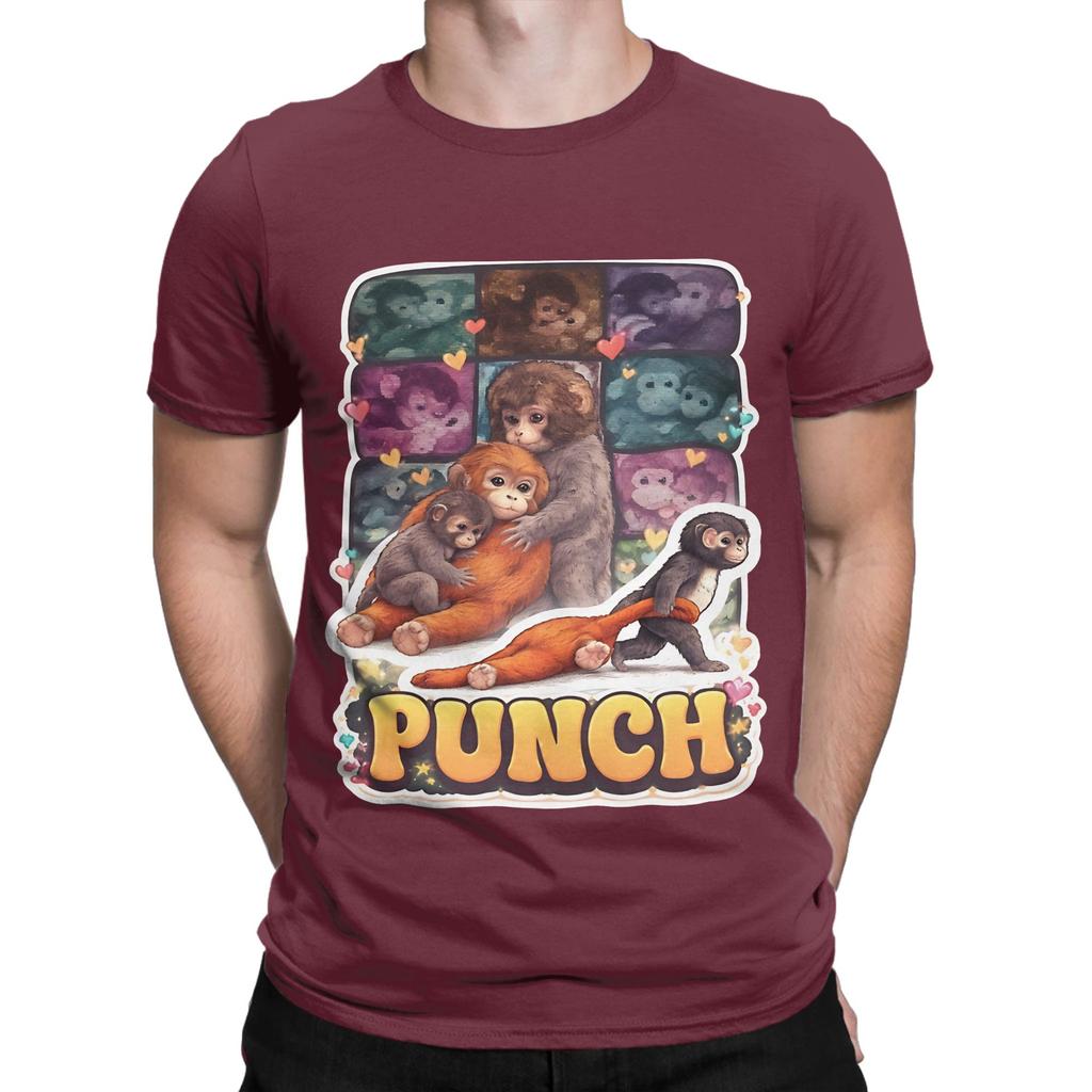 Cute Punch Monkey Sticker Graphic Funny 100 Cotton TShirt Bib Punch The Monkey Tops Tees For Unisex