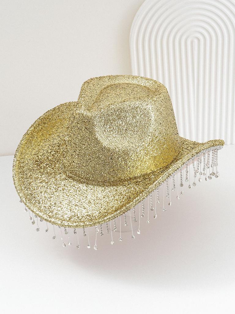 New Men's and Women's Western Cowboy Hats, Big Brim, Fashionable Rhinestones, Fringed Peach Heart Design, Bridal Top Hat, Birthday.