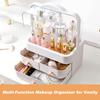 Large Capacity White/Pink Cosmetic Organizer with Transparent Drawers, Elegant Plastic Jewelry Storage Box for Desktop Vanity
