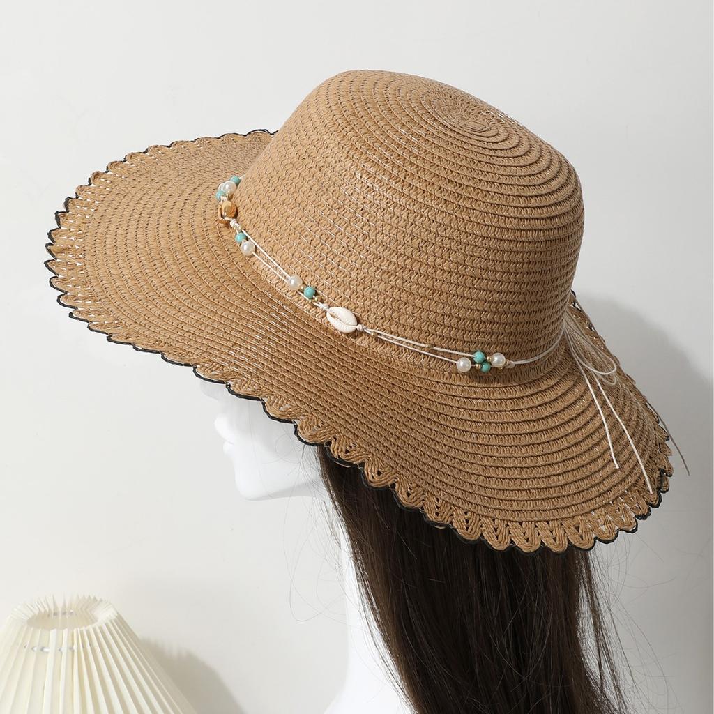 New hat women's summer casual versatile sun hat travel small fresh shell straw hat seaside beach sun hat