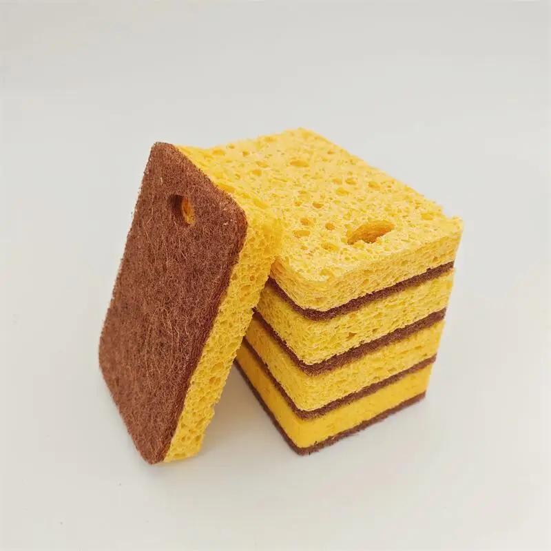 1/6/12pcs Clean Wood Pulp Cotton Scouring Pad Dishwashing Stain Removal Non Sticky Soft Sturdy Household Kitchen Cleaning Cloths