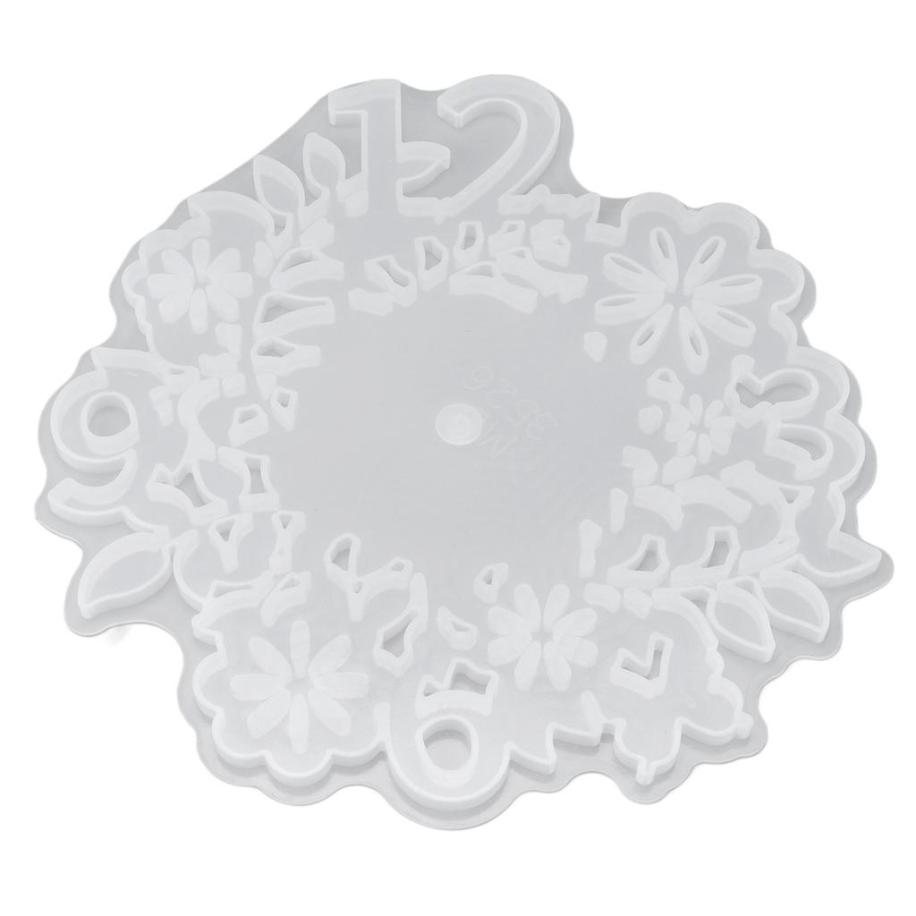 Silicone Mold Leaf Flower Pattern Clock Dial White Reusable Resin Mold for DIY Craft Home