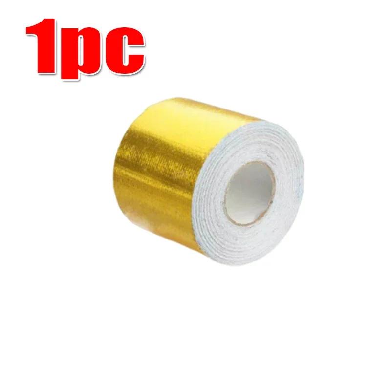 1/2PCS 5M Car Exhaust Heat Insulation Aluminum Foil Tape Gold/Silver Reflective Self-Adhesive Tape Universal Car Tuning Parts