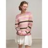 Women's Plus Size Korean Style Colorblock Striped Knit Drop-Shoulder Sweater