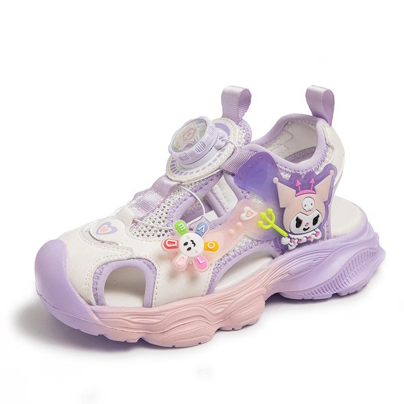 Children's Closed-Toe Sandals Stylish Kuromi Pattern Princess Shoes for Girls, Toddler & Youth Sport Sandals, Student Footwear